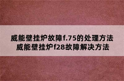 威能壁挂炉故障f.75的处理方法 威能壁挂炉f28故障解决方法